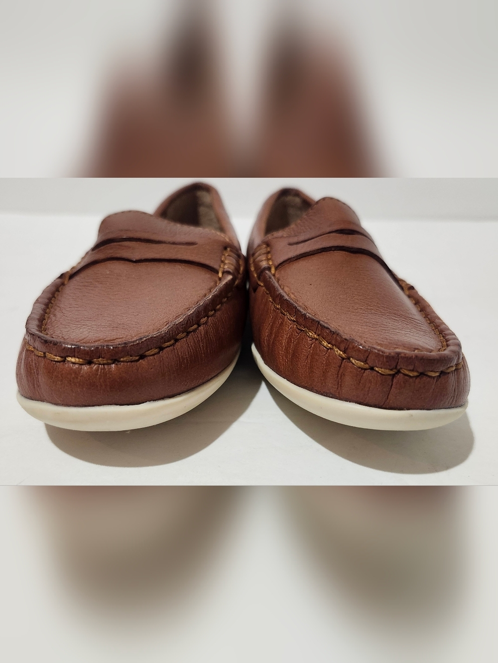 Driver Club USA Brown Kids Penny Loafers with White Sole Size 11